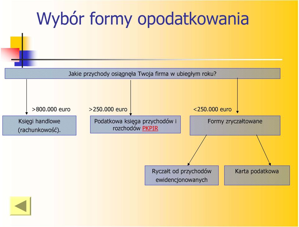 000 euro Podatkowa księga przychodów i rozchodów PKPIR <250.