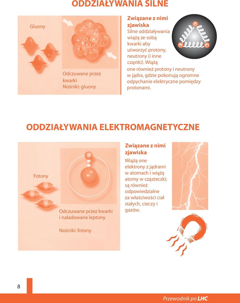 Wiążą one również protony i neutrony w jądra, gdzie pokonują ogromne odpychanie elektryczne pomiędzy protonami.