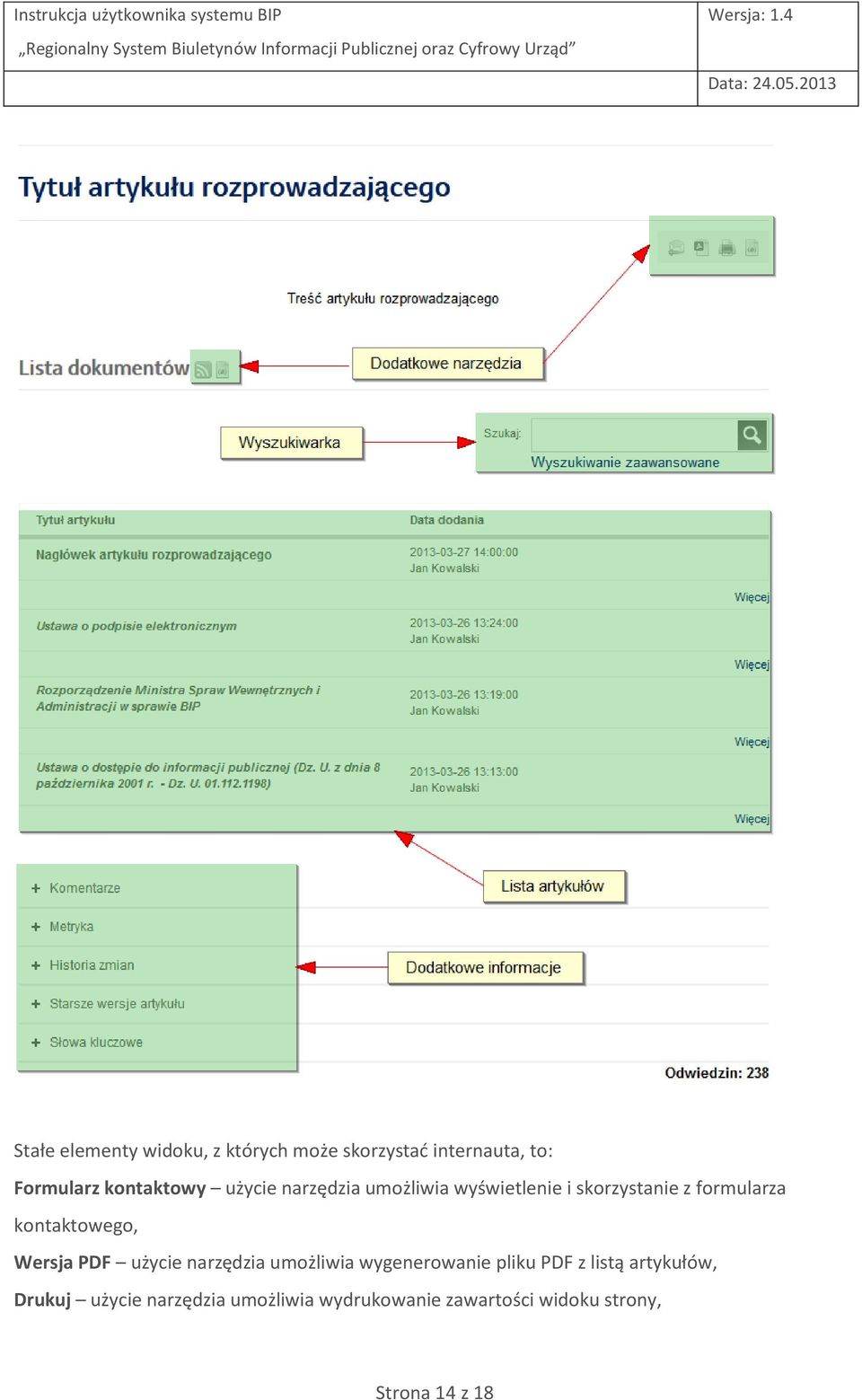 kontaktowego, Wersja PDF użycie narzędzia umożliwia wygenerowanie pliku PDF z listą