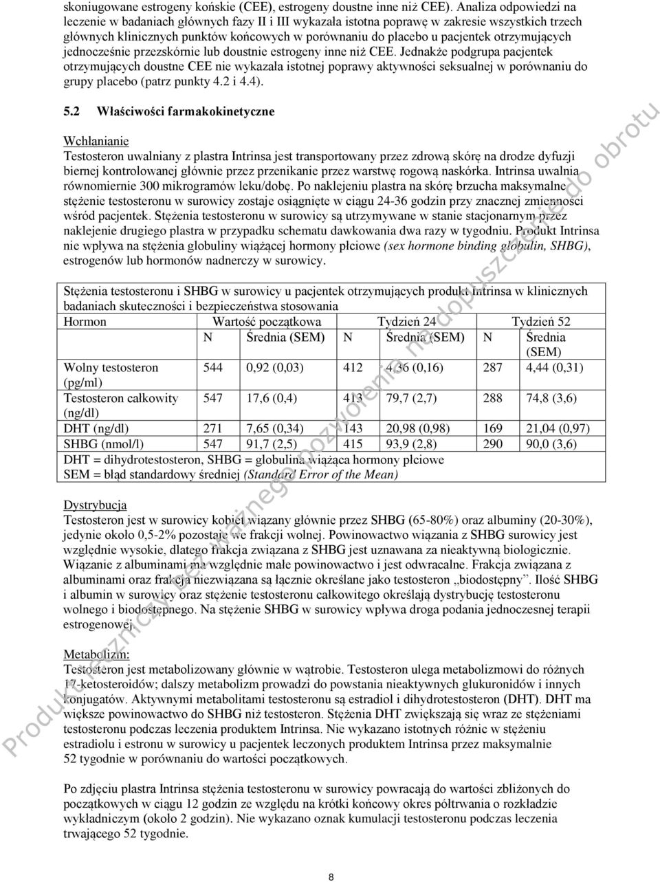 otrzymujących jednocześnie przezskórnie lub doustnie estrogeny inne niż CEE.