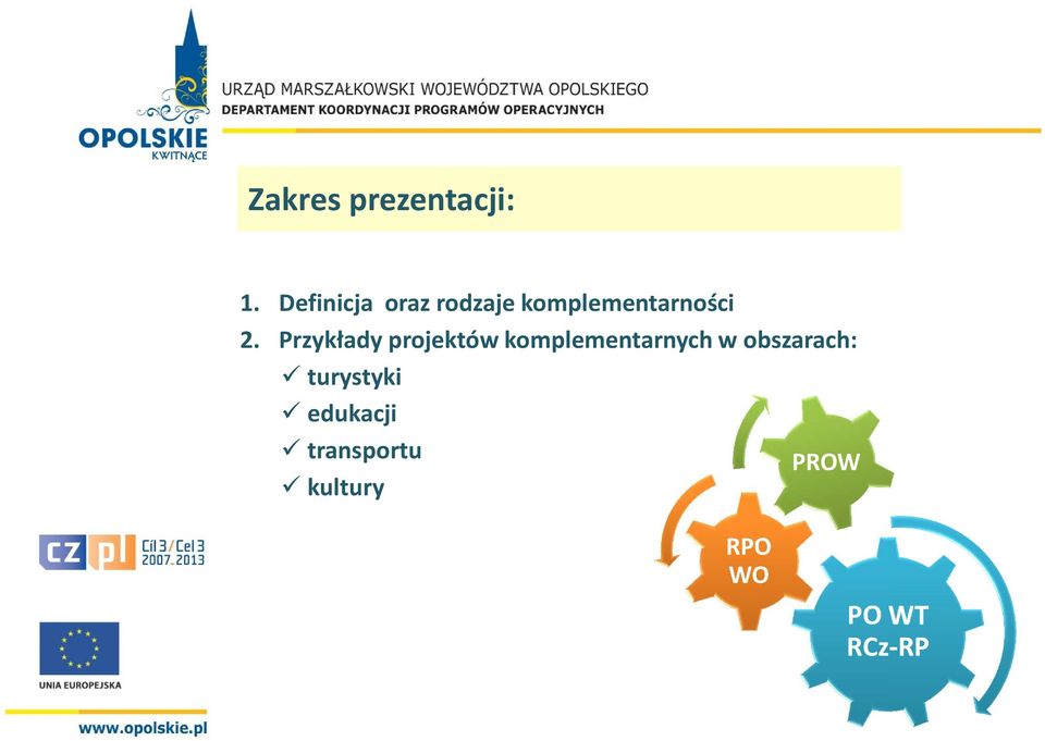 Przykłady projektów komplementarnych w