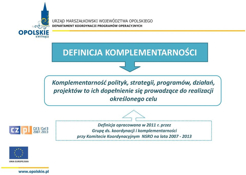 realizacji określonego celu Definicja opracowana w 2011 r.