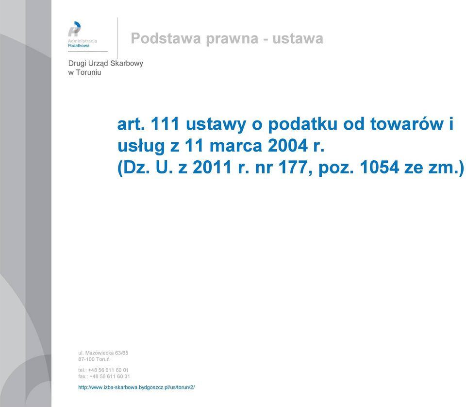 111 ustawy o podatku od towarów i