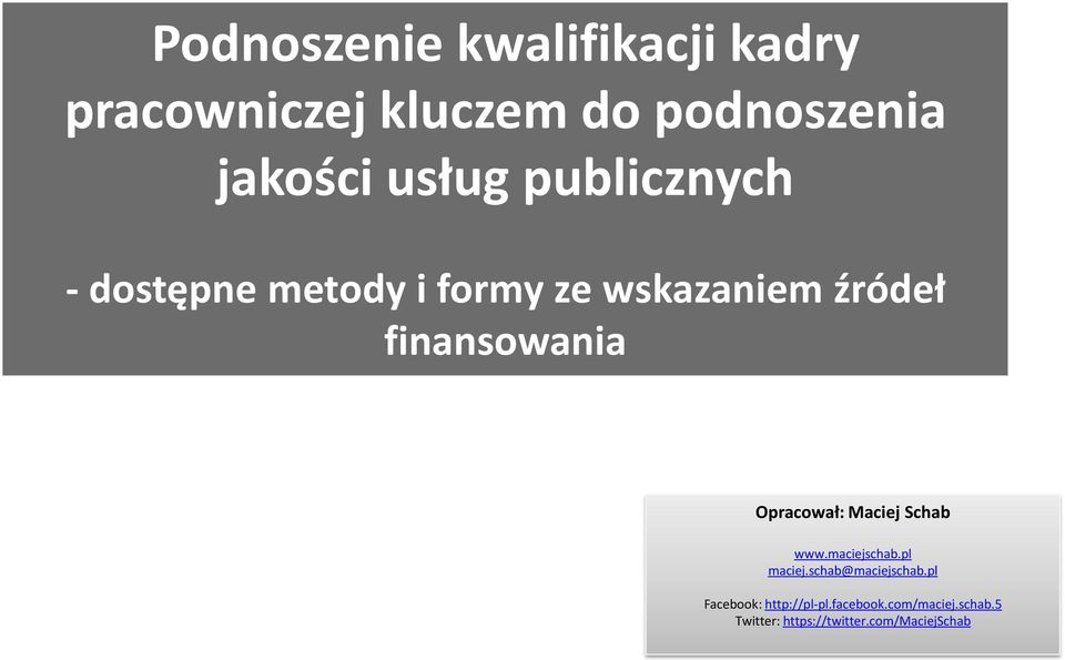 Opracował: Maciej Schab www.maciejschab.pl maciej.schab@maciejschab.