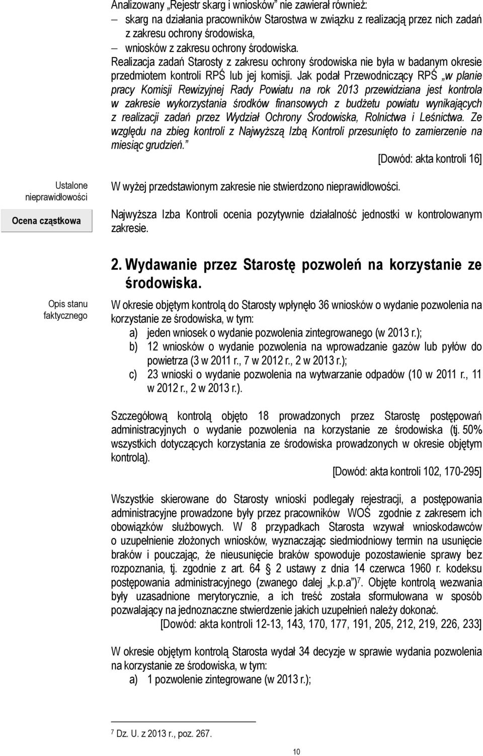 Jak podał Przewodniczący RPŚ w planie pracy Komisji Rewizyjnej Rady Powiatu na rok 2013 przewidziana jest kontrola w zakresie wykorzystania środków finansowych z budżetu powiatu wynikających z