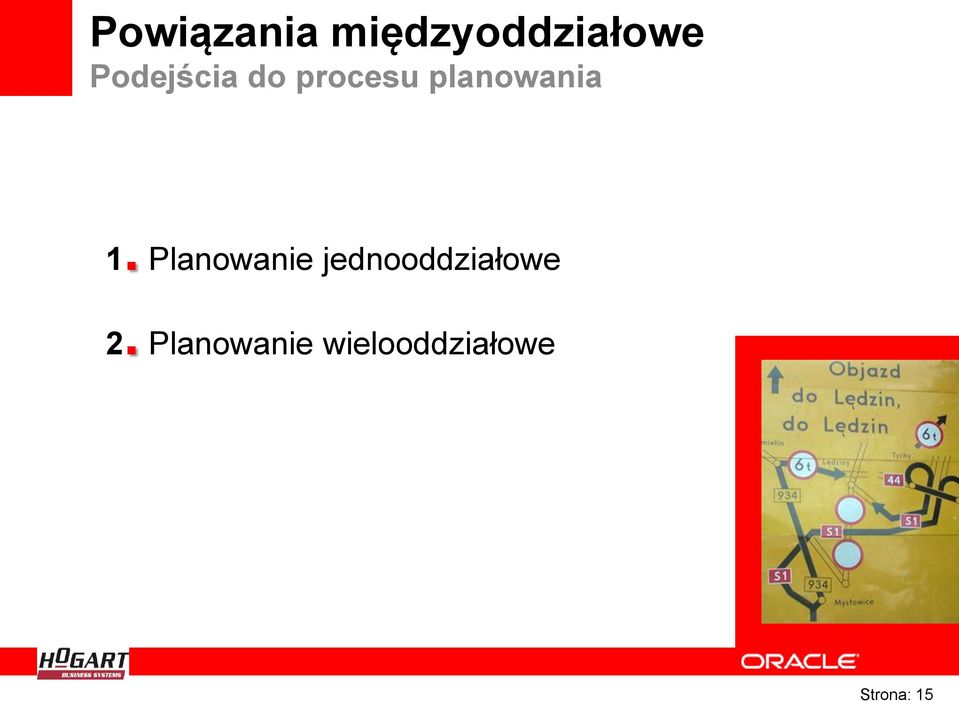 1. Planowanie jednooddziałowe 2.