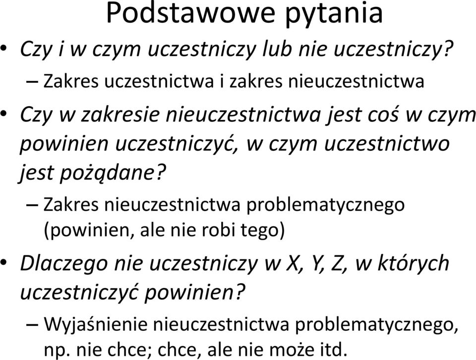 uczestniczyć, w czym uczestnictwo jest pożądane?