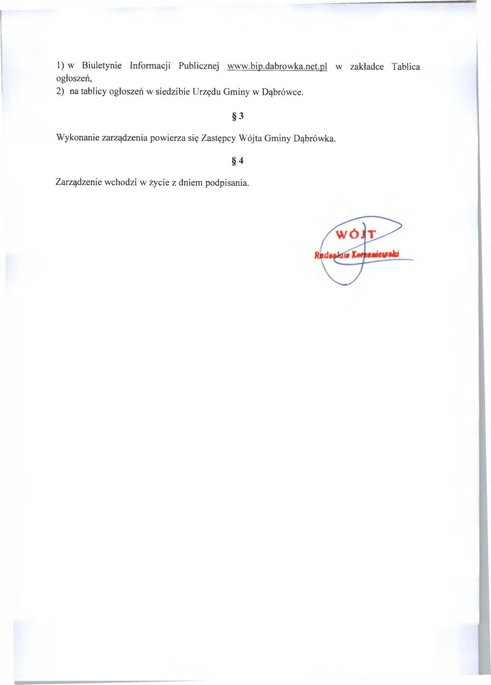 Urzędu Gminy w Dąbrówce.