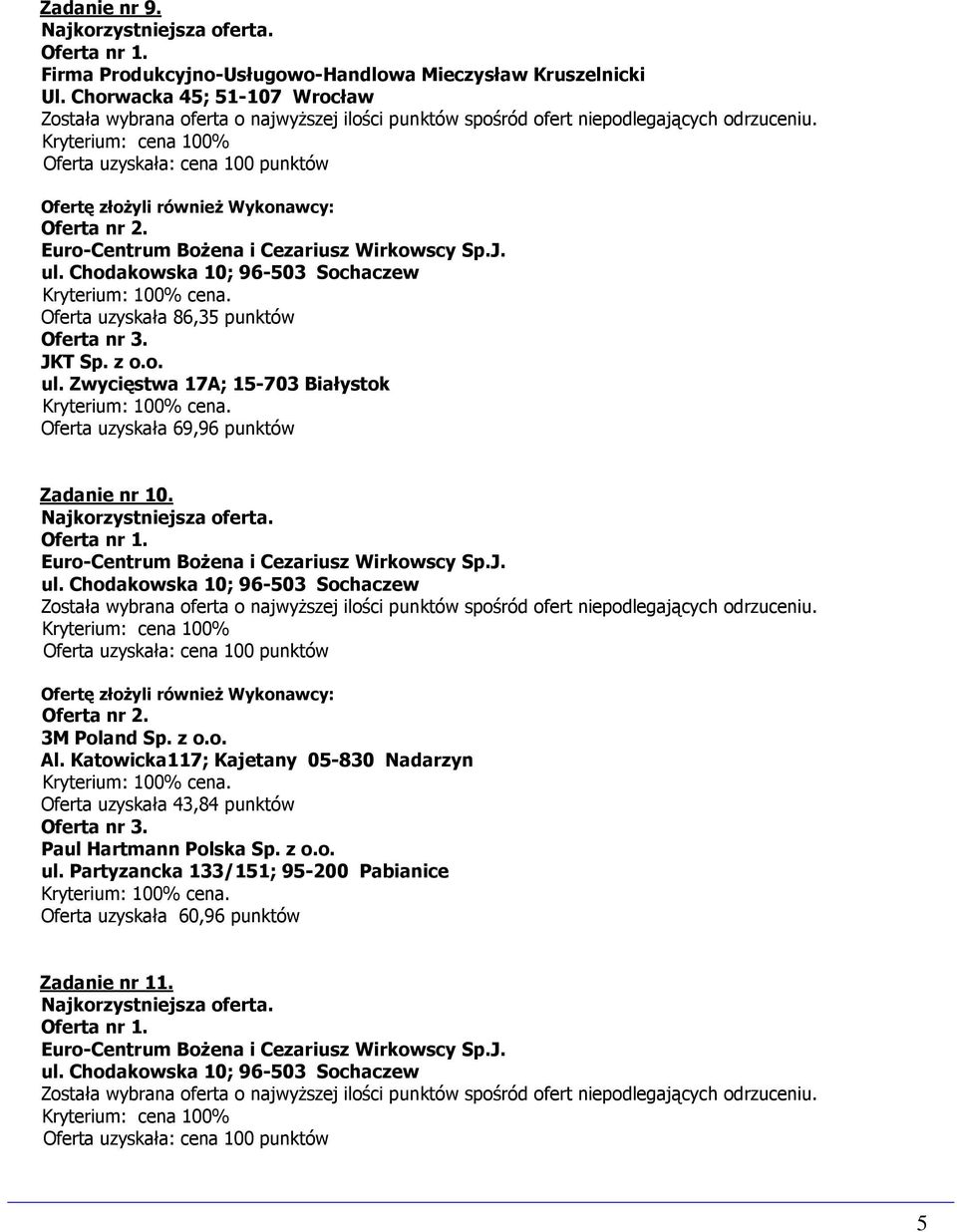 uzyskała 69,96 punktów Zadanie nr 10.