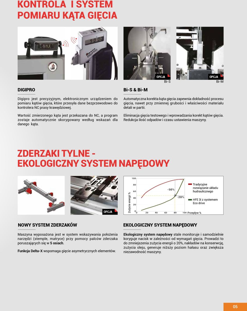 Bi-S & Bi-M Automatyczna korekta kąta gięcia zapewnia dokładność procesu gięcia, nawet przy zmiennej grubości i właściwości materiału detali w partii.