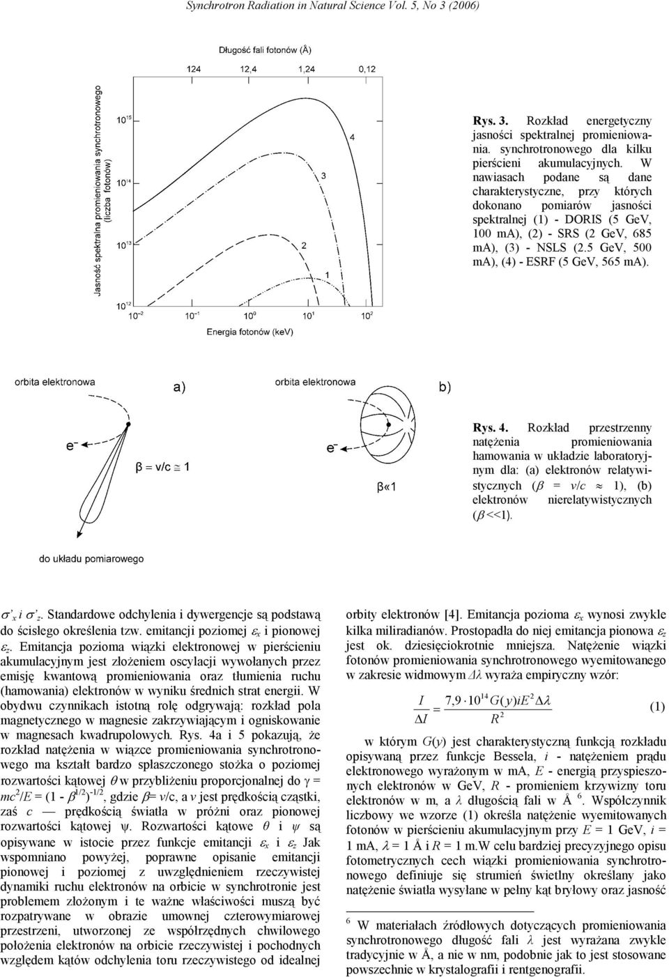 5 GeV, 500 ma), (4) - ESRF (5 GeV, 565 ma). Rys. 4.