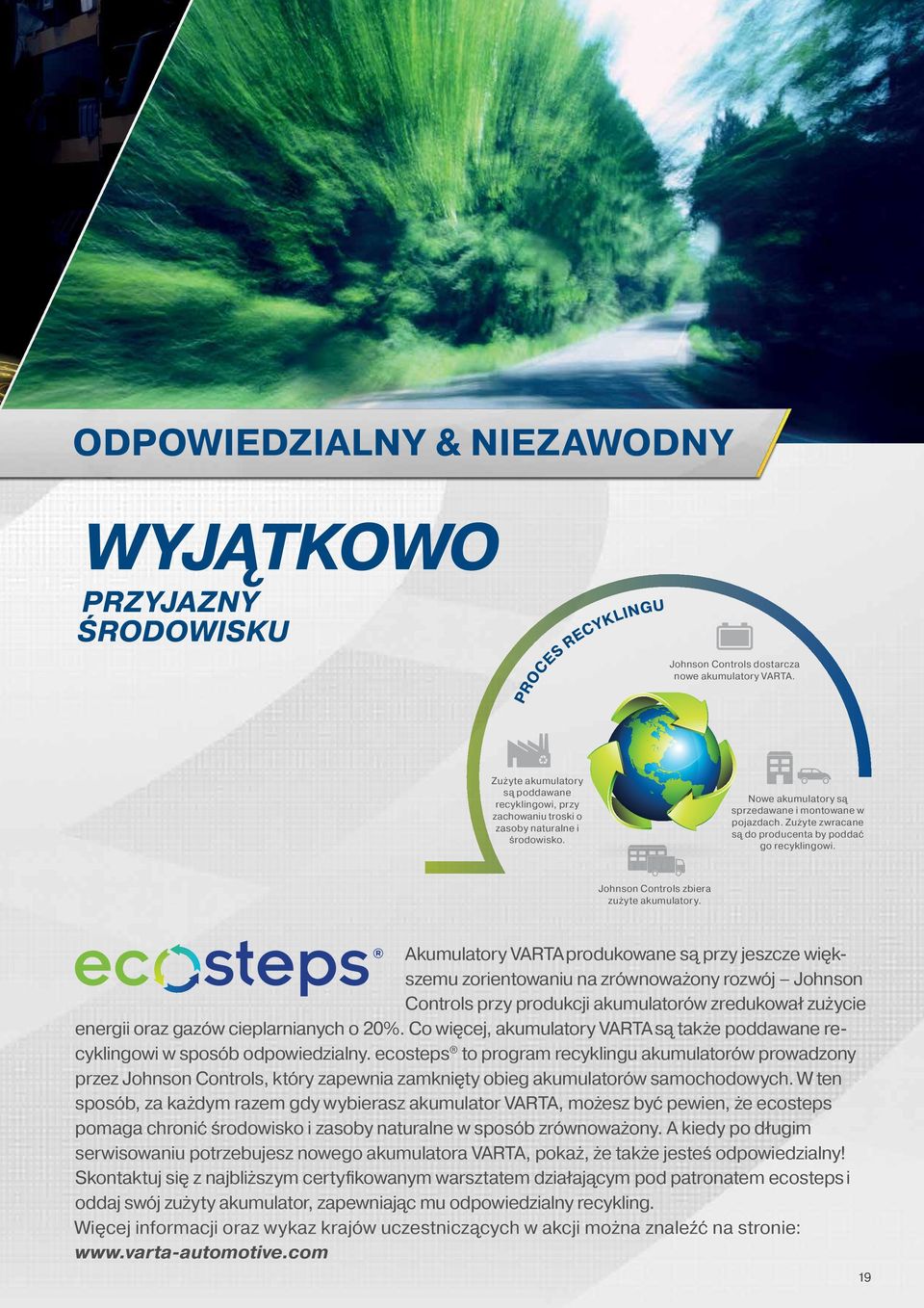 Zużyte zwracane są do producenta by poddać go recyklingowi. Johnson Controls zbiera zużyte akumulatory.