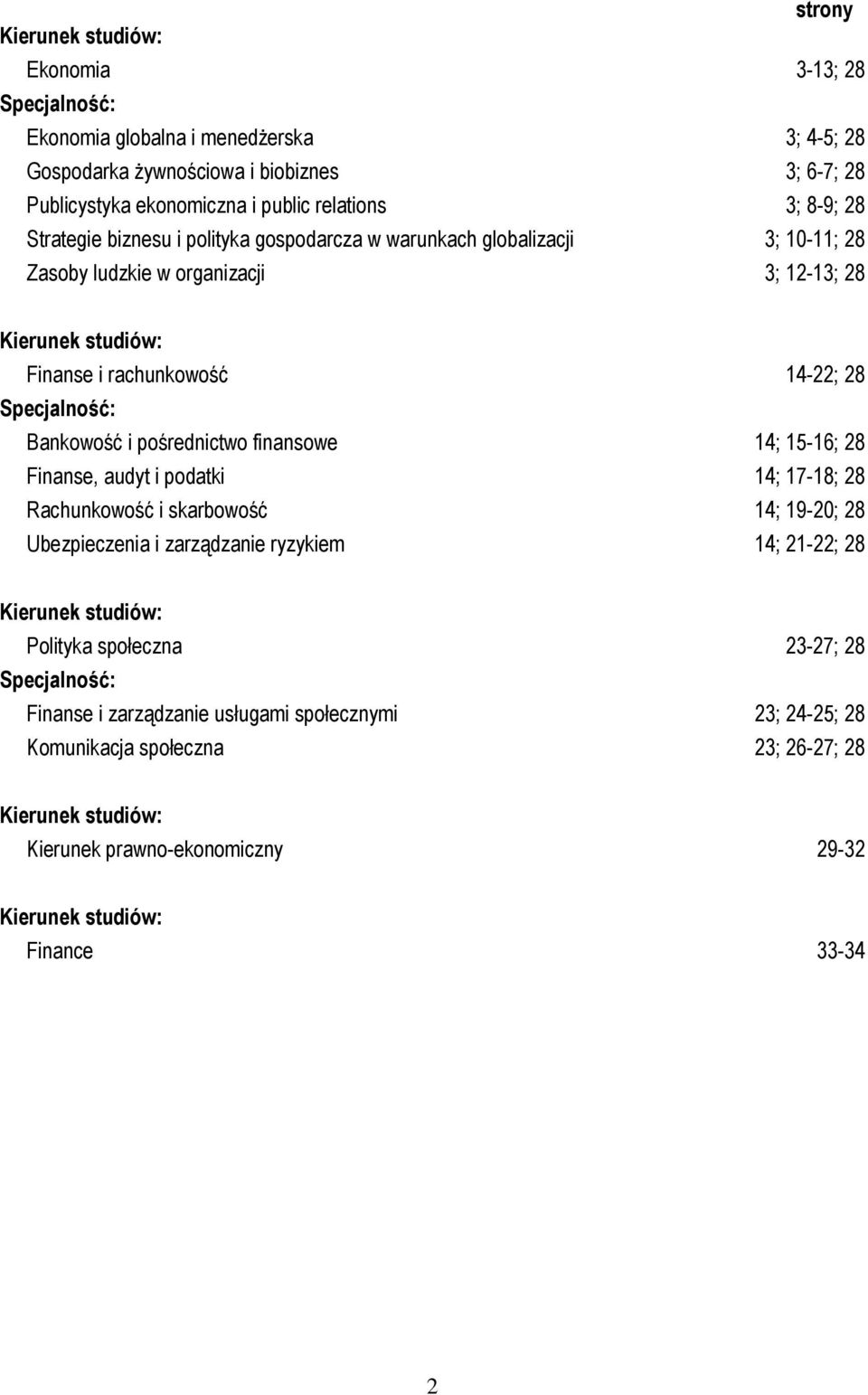 pośrednictwo finansowe 14; 15-16; 28 Finanse, audyt i podatki 14; 17-18; 28 Rachunkowość i skarbowość 14; 19-20; 28 Ubezpieczenia i zarządzanie ryzykiem 14; 21-22; 28 Kierunek studiów: Polityka