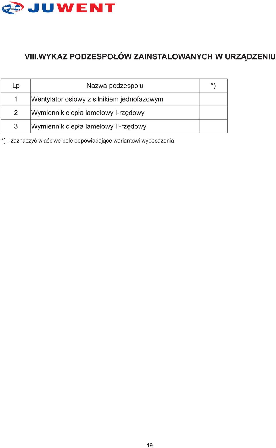 Wymiennik ciep³a lamelowy I-rzêdowy Wymiennik ciep³a lamelowy