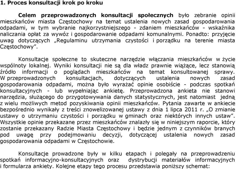 Ponadto: przyjęcie uwag dotyczących Regulaminu utrzymania czystości i porządku na terenie miasta Częstochowy.