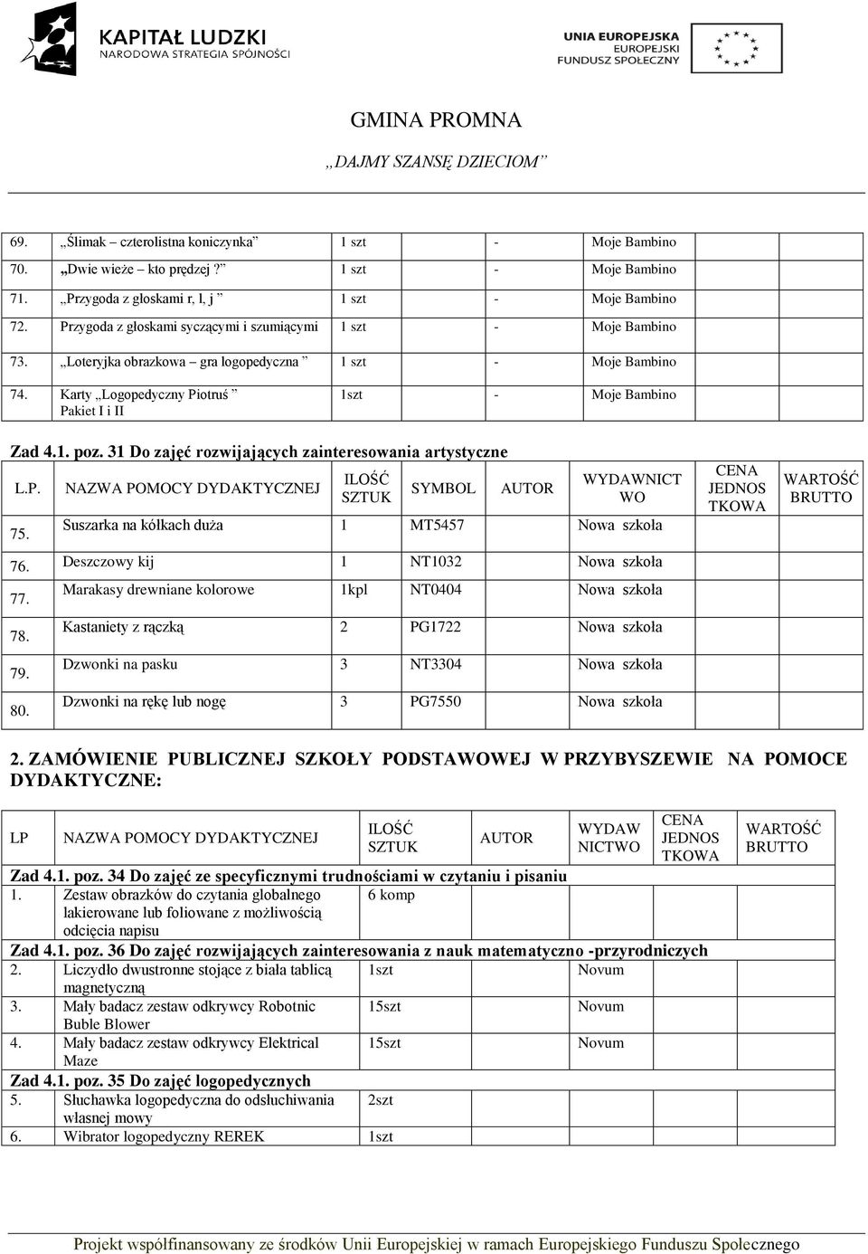 SYMBOL WYDAWNICT WO Suszarka na kółkach duża MT5457 Nowa szkoła 76. Deszczowy kij NT032 Nowa szkoła 77. 78. 79. 80.