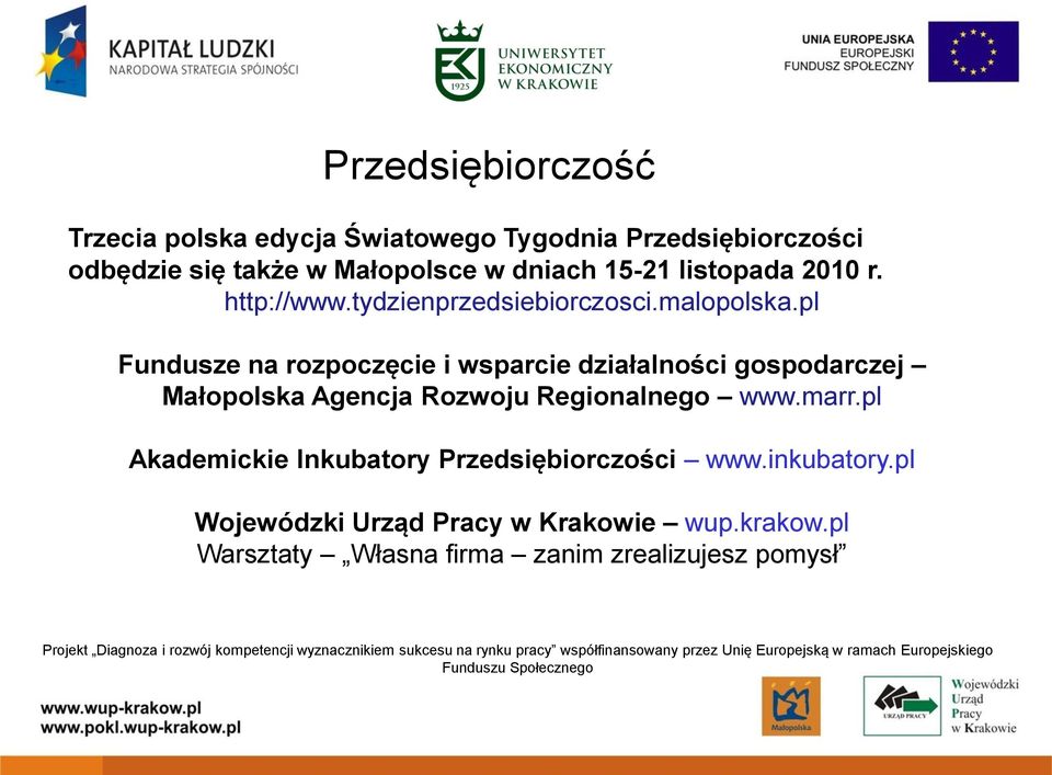 pl Fundusze na rozpoczęcie i wsparcie działalności gospodarczej Małopolska Agencja Rozwoju Regionalnego www.marr.