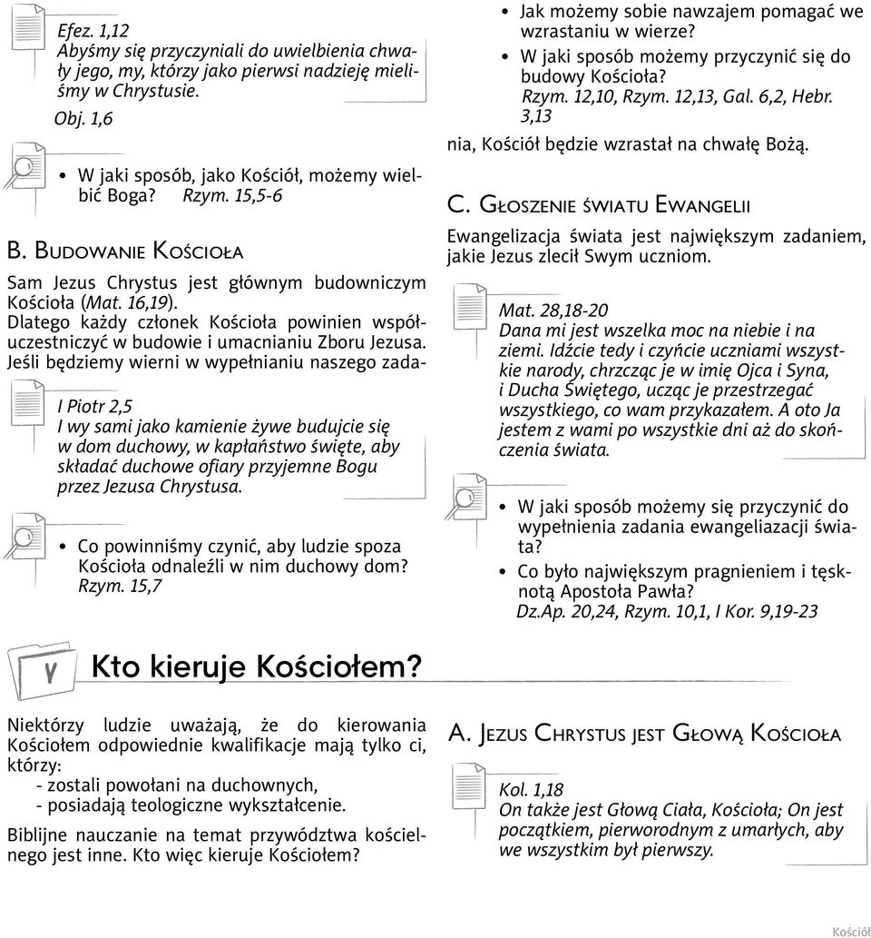 Jeśli będziemy wierni w wypełnianiu naszego zada- I Piotr 2,5 I wy sami jako kamienie żywe budujcie się w dom duchowy, w kapłaństwo święte, aby składać duchowe ofiary przyjemne Bogu przez Jezusa