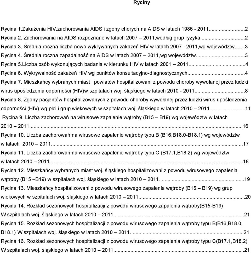 Liczba osób wykonujących badania w kierunku HIV w latach 2001 2011...4 Rycina 6. Wykrywalność zakażeń HIV wg punktów konsultacyjno-diagnostycznych...4 Rycina 7.