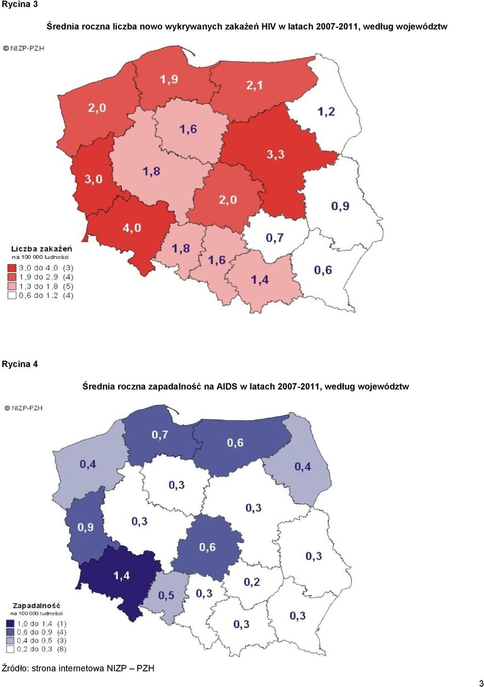 Rycina 4 Średnia roczna zapadalność na AIDS w latach