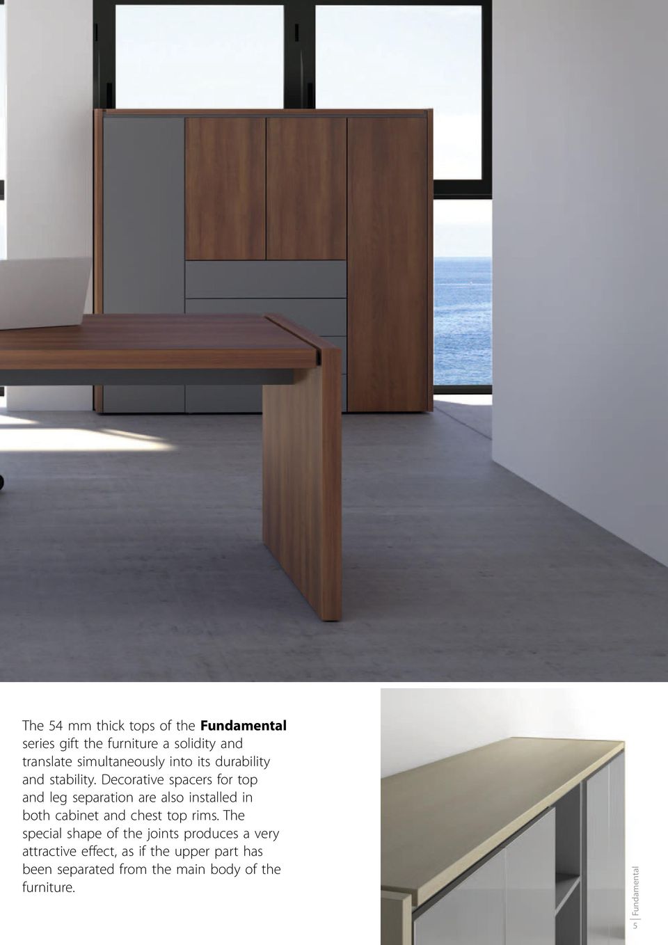 Decorative spacers for top and leg separation are also installed in both cabinet and chest top rims.