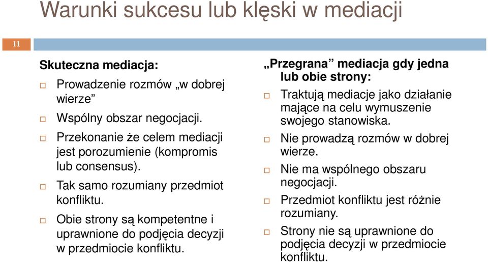 Obie strony są kompetentne i uprawnione do podjęcia decyzji w przedmiocie konfliktu.