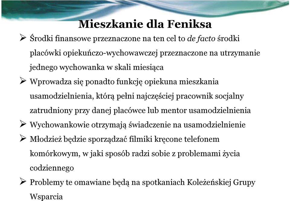 zatrudniony przy danej placówce lub mentor usamodzielnienia Wychowankowie otrzymają świadczenie na usamodzielnienie Młodzież będzie sporządzać