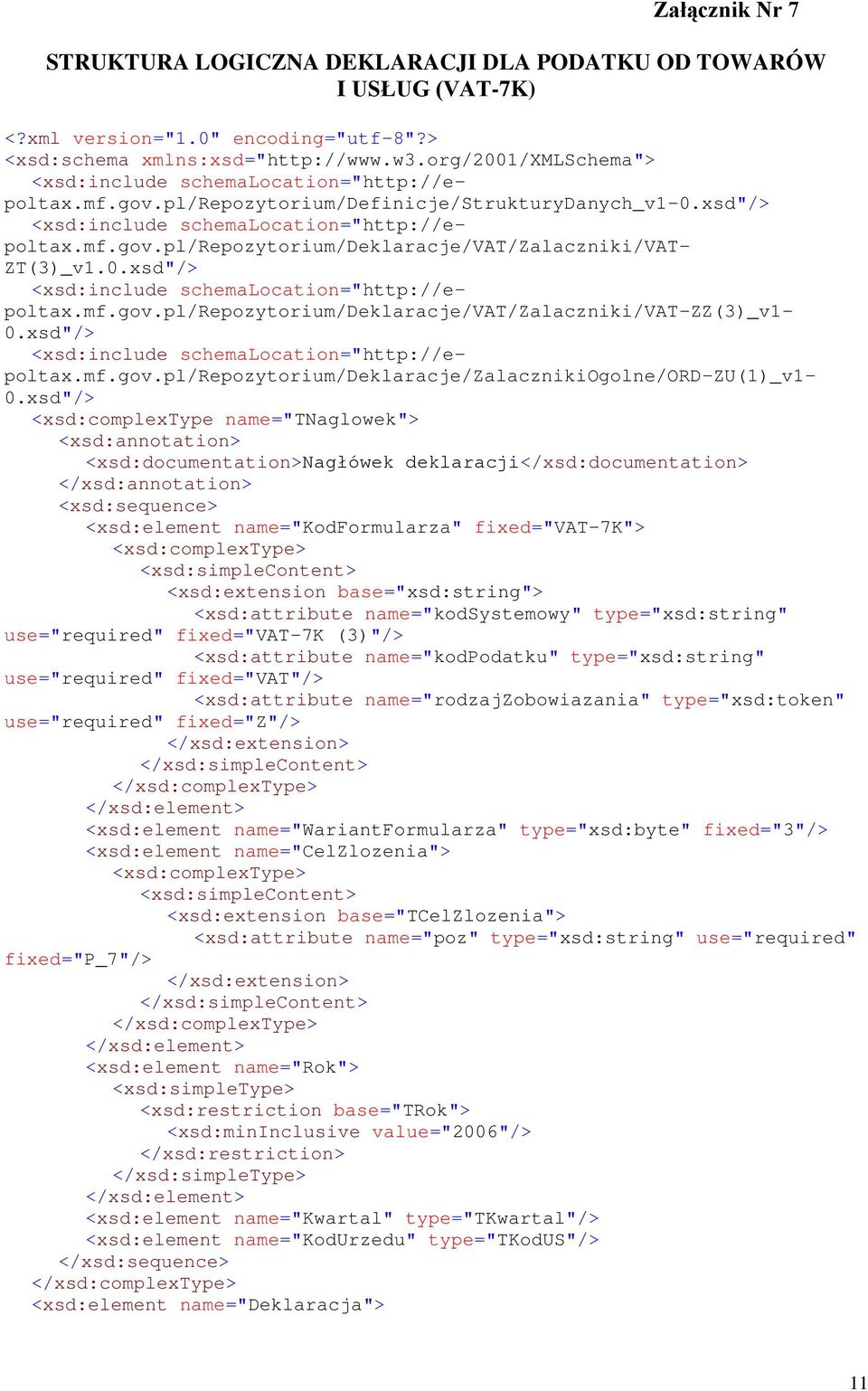 0.xsd"/> <xsd:include schemalocation="http://e- poltax.mf.gov.pl/repozytorium/deklaracje/vat/zalaczniki/vat-zz(3)_v1-0.xsd"/> <xsd:include schemalocation="http://e- poltax.mf.gov.pl/repozytorium/deklaracje/zalacznikiogolne/ord-zu(1)_v1-0.