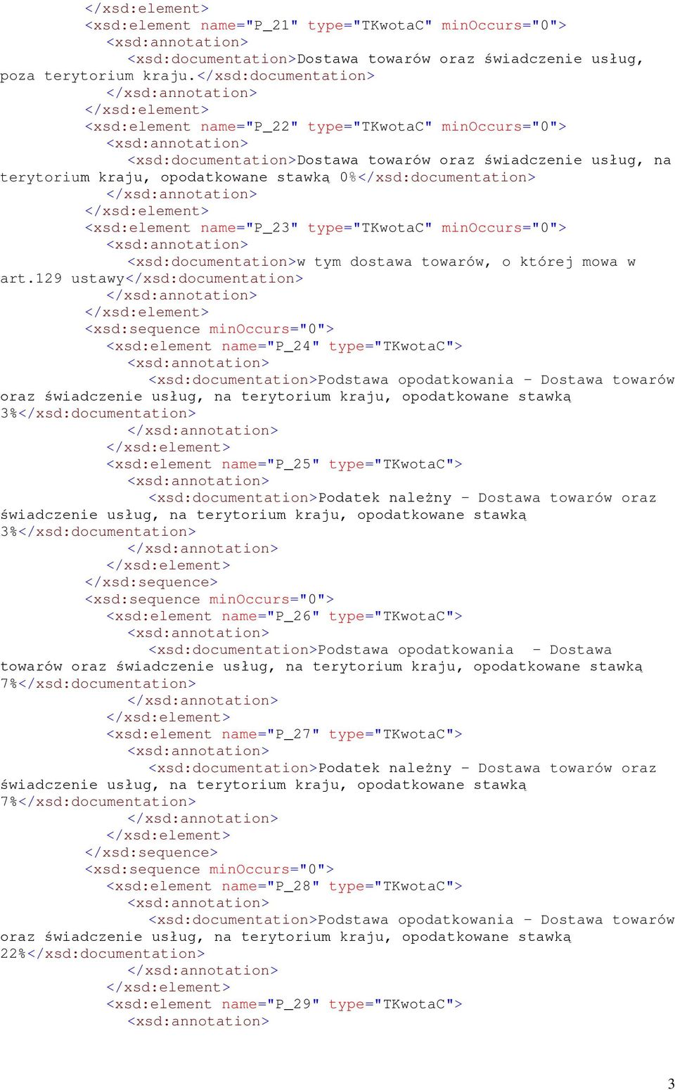 <xsd:element name="p_23" type="tkwotac" minoccurs="0"> <xsd:documentation>w tym dostawa towarów, o której mowa w art.