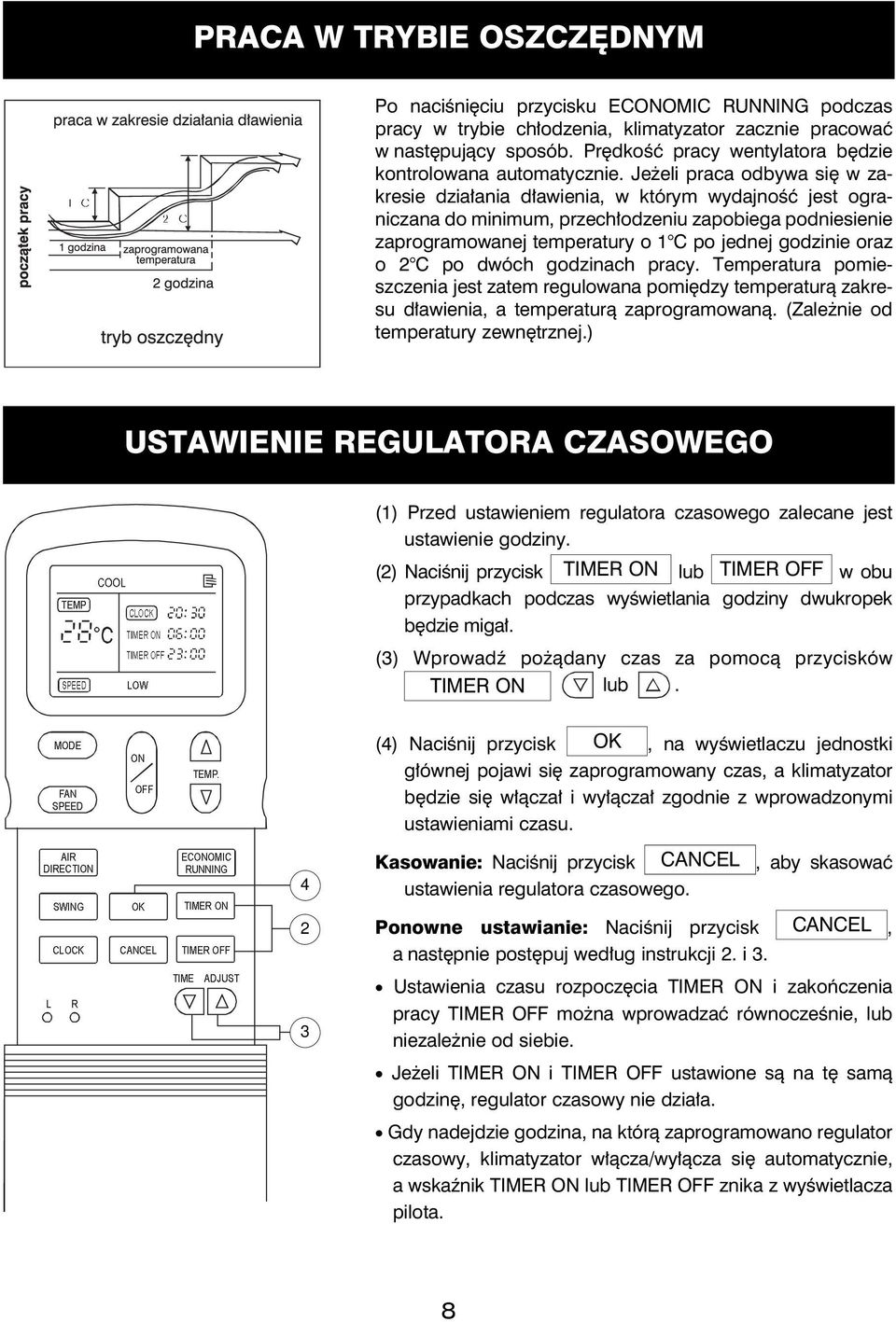 Jeżeli praca odbywa się w zakresie działania dławienia, w którym wydajność jest ograniczana do minimum, przechłodzeniu zapobiega podniesienie zaprogramowanej temperatury o 1 C po jednej godzinie oraz