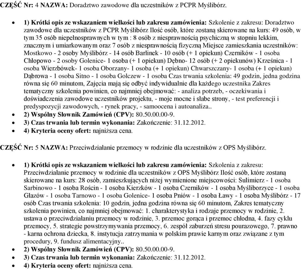 osób niepełnosprawnych w tym : 8 osób z niesprawnością psychiczną w stopniu lekkim, znacznym i umiarkowanym oraz 7 osób z niesprawnością fizyczną Miejsce zamieszkania uczestników: Mostkowo - 2 osoby