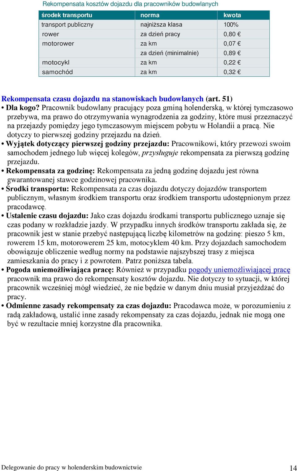 Pracownik budowlany pracujący poza gminą holenderską, w której tymczasowo przebywa, ma prawo do otrzymywania wynagrodzenia za godziny, które musi przeznaczyć na przejazdy pomiędzy jego tymczasowym