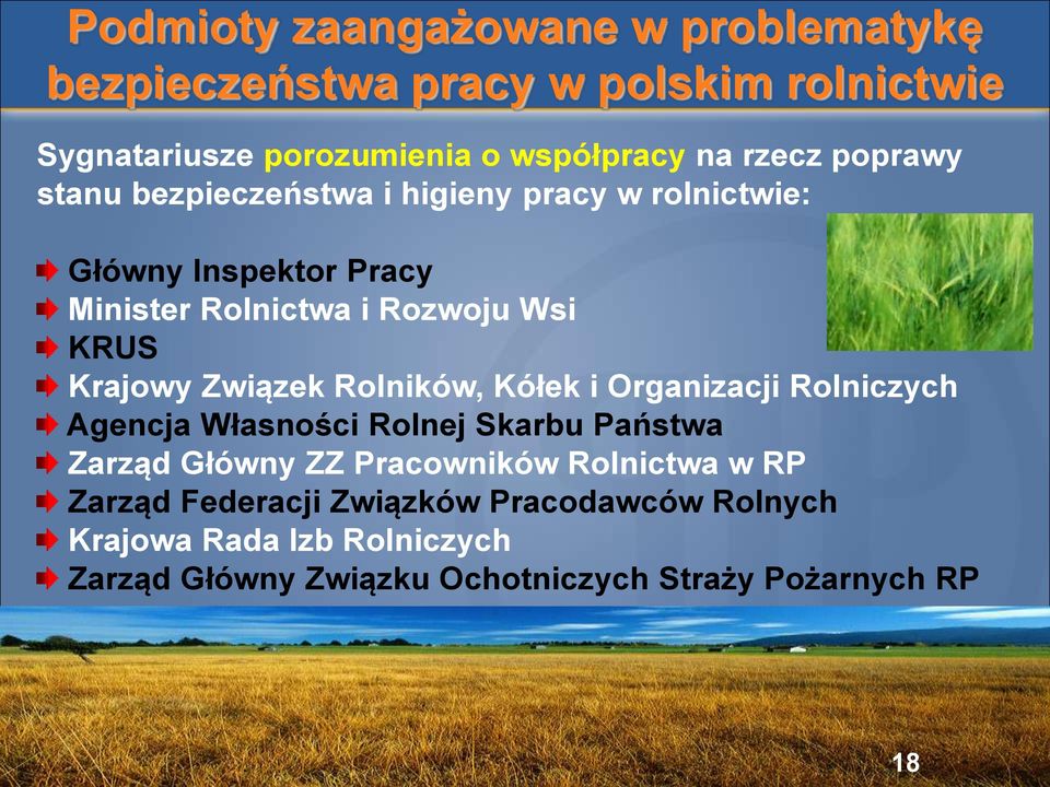 Związek Rolników, Kółek i Organizacji Rolniczych Agencja Własności Rolnej Skarbu Państwa Zarząd Główny ZZ Pracowników Rolnictwa w