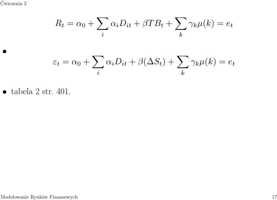 β( S t ) + k γ k µ(k) = e t tabela 2