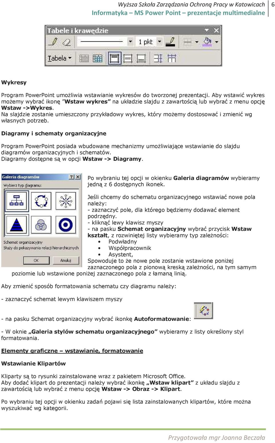 Na slajdzie zostanie umieszczony przykładowy wykres, który moŝemy dostosować i zmienić wg własnych potrzeb.