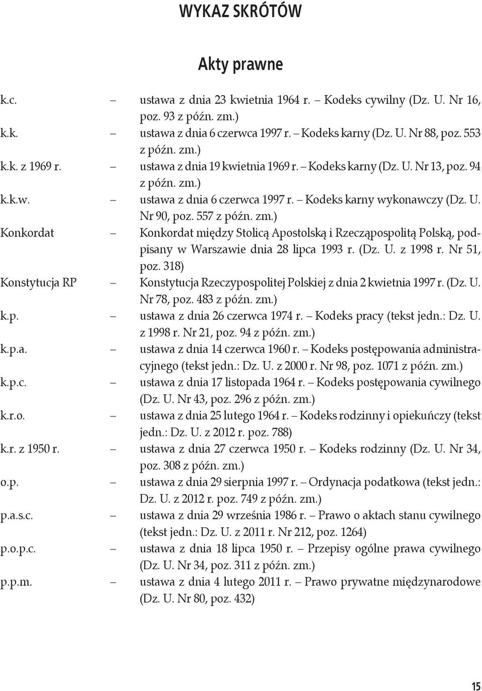 zm.) Konkordat Konkordat między Stolicą Apostolską i Rzecząpospolitą Polską, podpisany w Warszawie dnia 28 lipca 1993 r. (Dz. U. z 1998 r. Nr 51, poz.