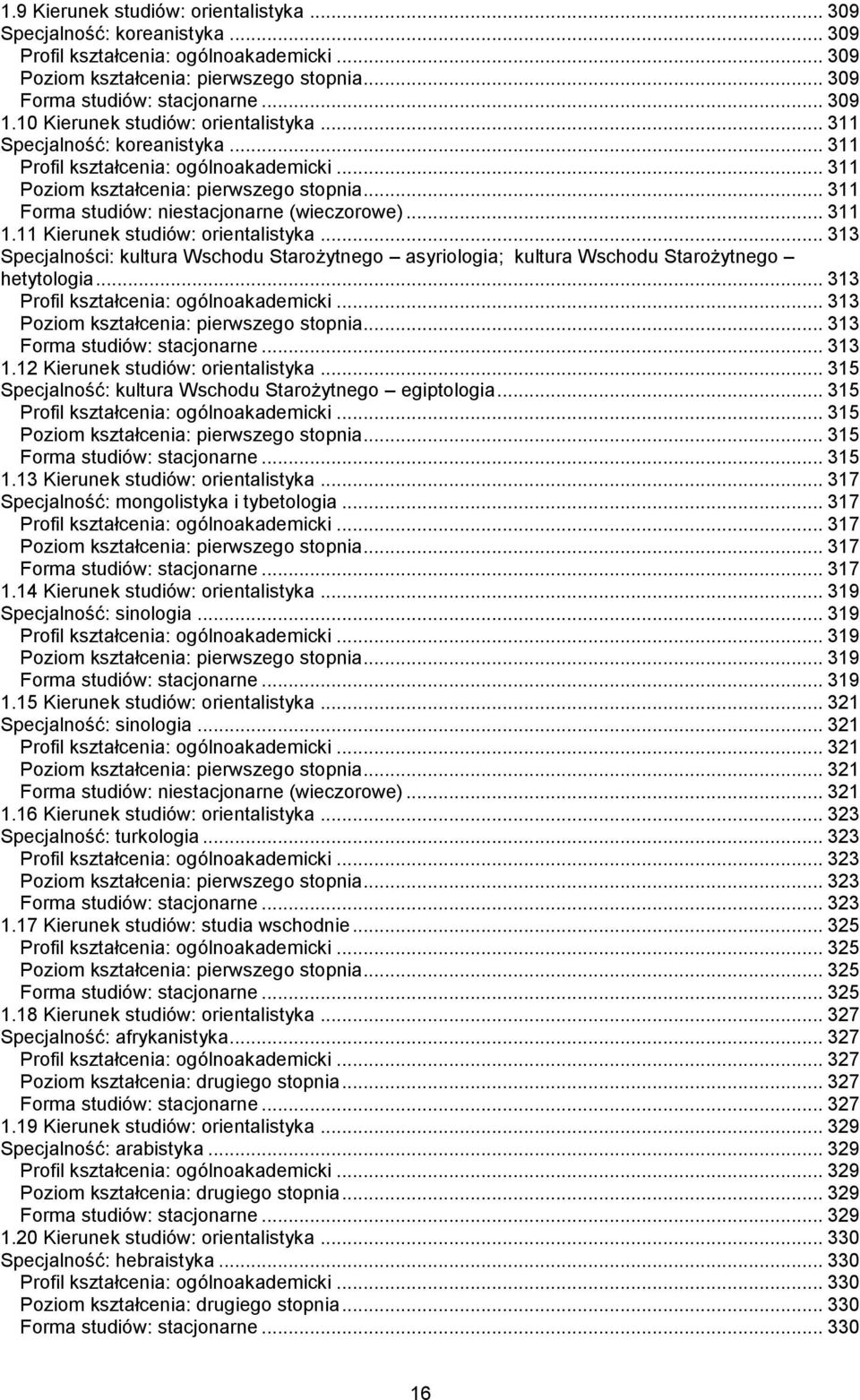 11 Kierunek studiów: orientalistyka... 313 Specjalności: kultura Wschodu Starożytnego asyriologia; kultura Wschodu Starożytnego hetytologia... 313... 313 Poziom kształcenia: pierwszego stopnia.