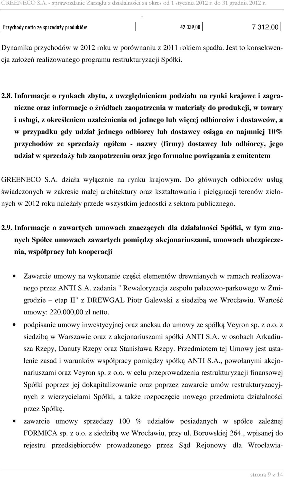 oraz informacje o źródłach zaopatrzenia w materiały do produkcji, w towary i usługi, z określeniem uzależnienia od jednego lub więcej odbiorców i dostawców, a w przypadku gdy udział jednego odbiorcy