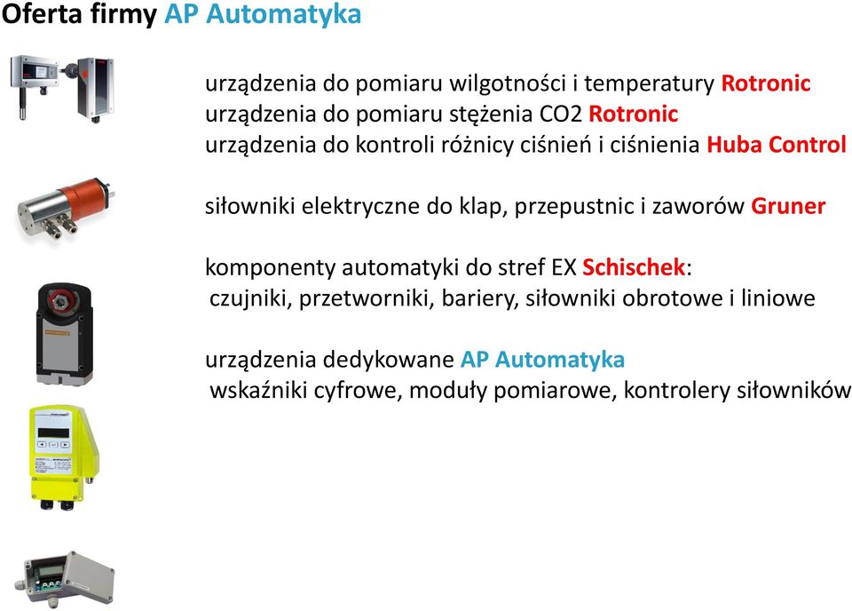 klap, przepustnic i zaworów Gruner komponenty automatyki do stref EX Schischek: czujniki, przetworniki, bariery,