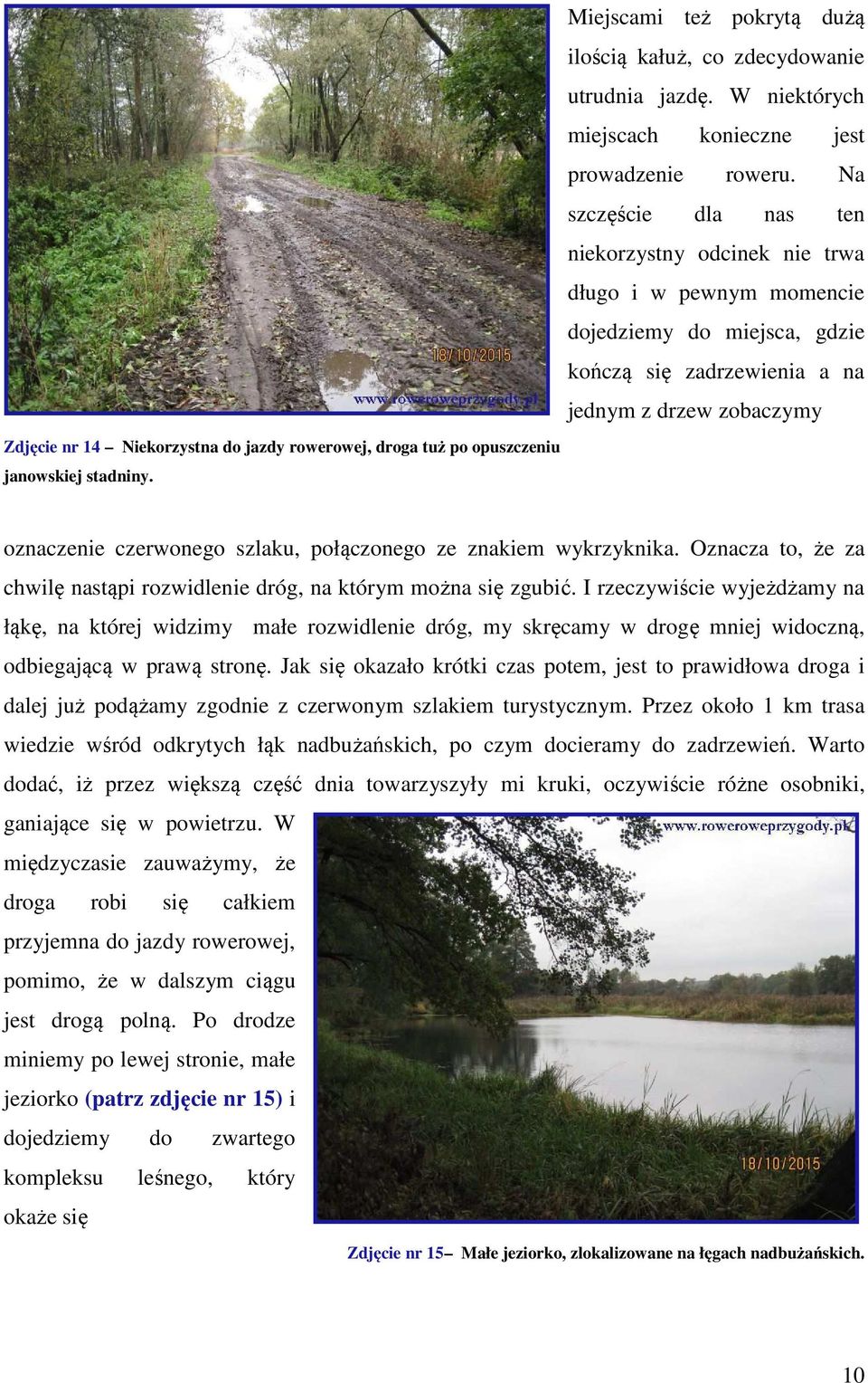 Na szczęście dla nas ten niekorzystny odcinek nie trwa długo i w pewnym momencie dojedziemy do miejsca, gdzie kończą się zadrzewienia a na jednym z drzew zobaczymy oznaczenie czerwonego szlaku,