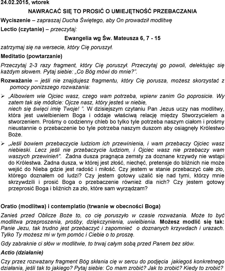 Pytaj siebie: Co Bóg mówi do mnie?