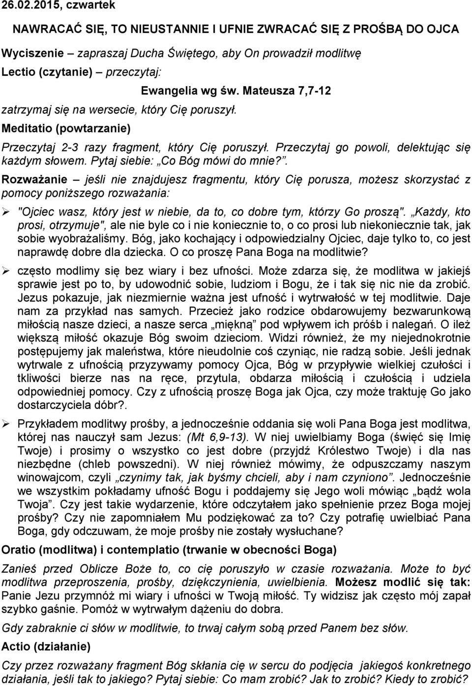 Pytaj siebie: Co Bóg mówi do mnie?