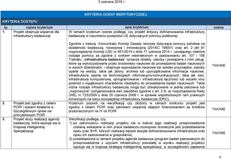 publicznej. 2. Projekt jest zgodny z celami POIR i opisem działania w Szczegółowym opisie osi priorytetowych POIR 3.