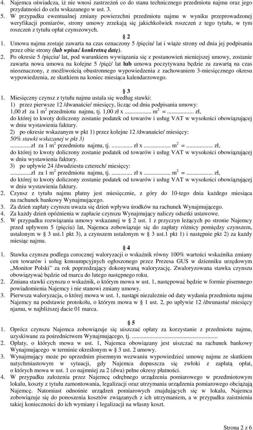 opłat czynszowych. 2 