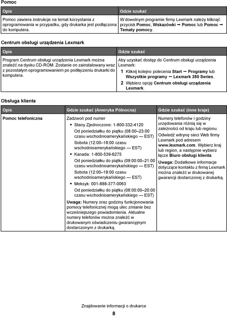 Centrum obsługi urządzenia Lexmark Opis Gdzie szukać Program Centrum obsługi urządzenia Lexmark można znaleźć na dysku CD-ROM.