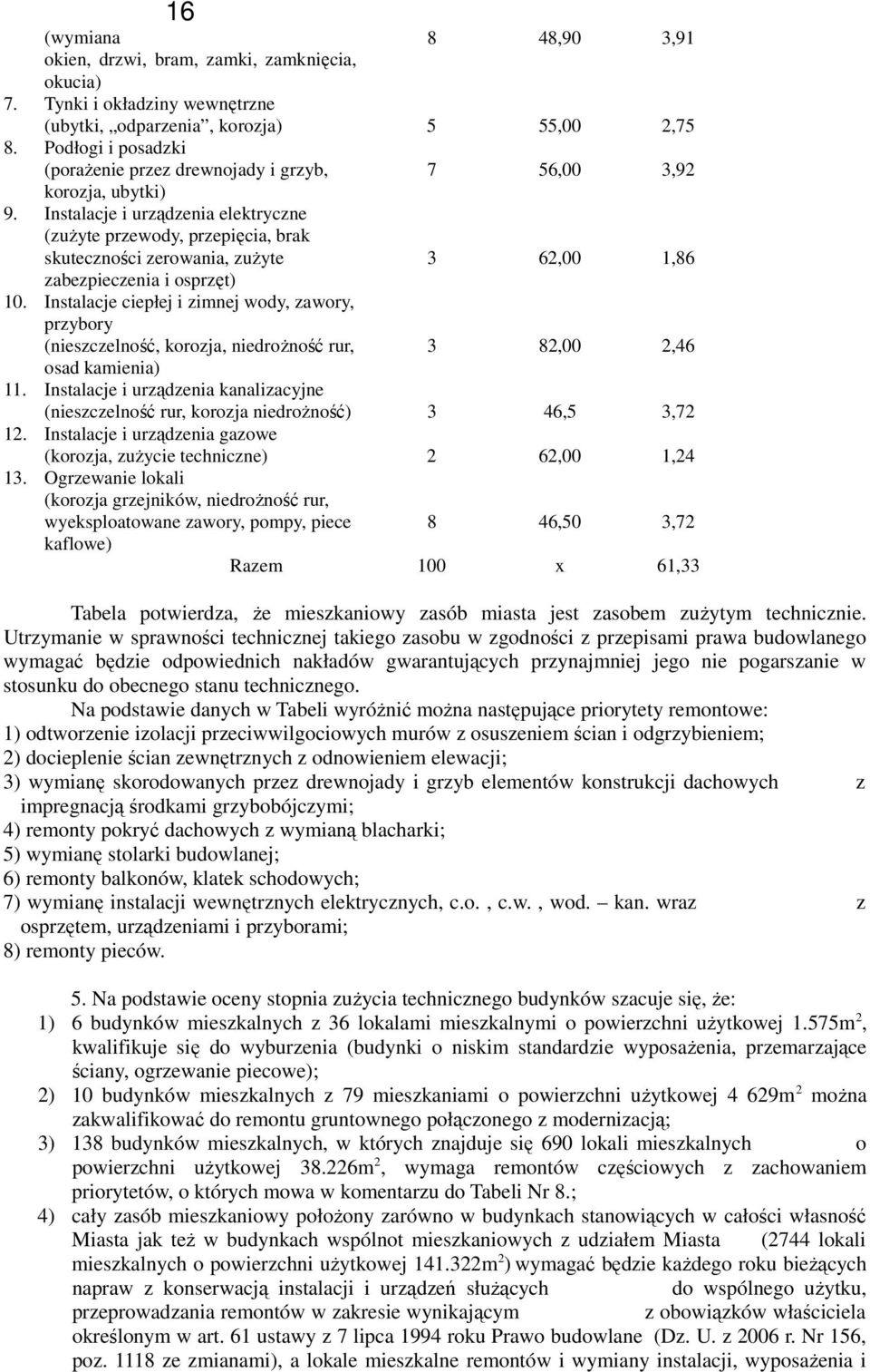 Instalacje i urządzenia elektryczne (zuŝyte przewody, przepięcia, brak skuteczności zerowania, zuŝyte zabezpieczenia i osprzęt) 10.
