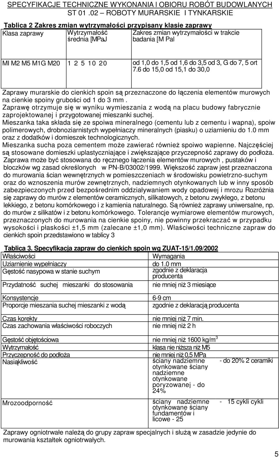 Zaprawę otrzymuje się w wyniku wymieszania z wodą na placu budowy fabrycznie zaprojektowanej i przygotowanej mieszanki suchej.