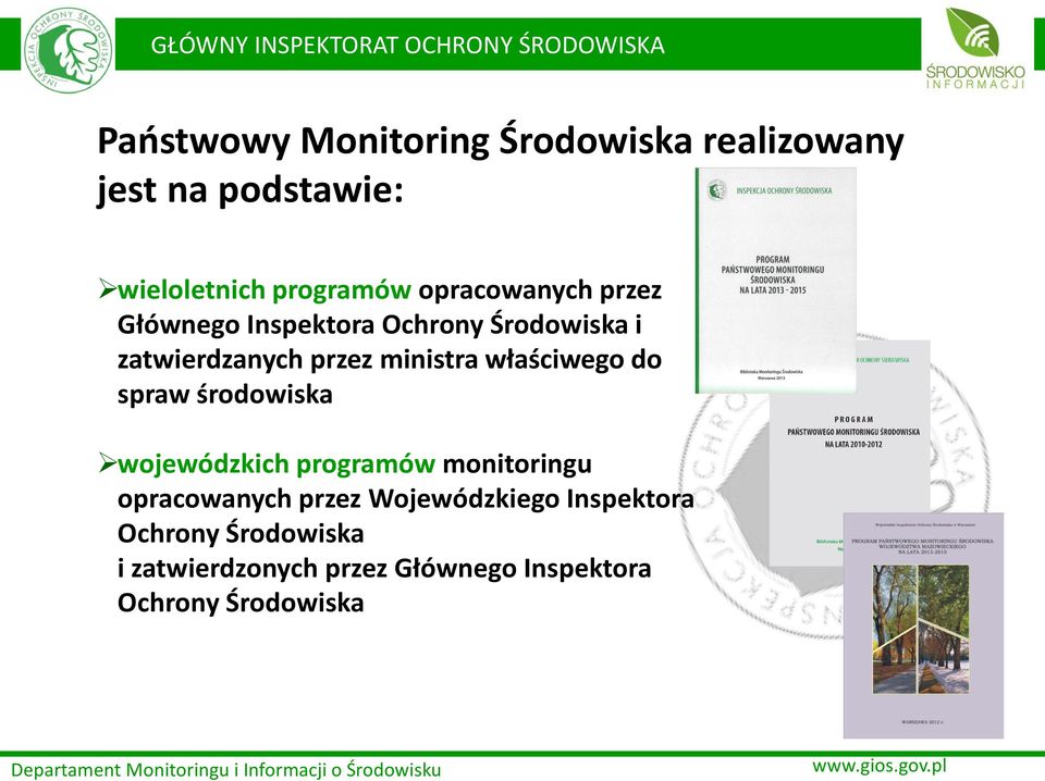 właściwego do spraw środowiska wojewódzkich programów monitoringu opracowanych przez