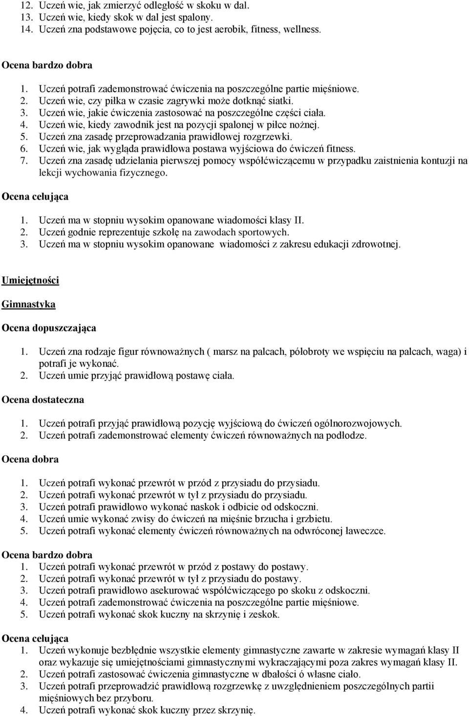 5. Ucze zna zasad przeprowadzania prawidłowej rozgrzewki. 6. Ucze wie, jak wygl da prawidłowa postawa wyj ciowa do ćwicze fitness. 7.