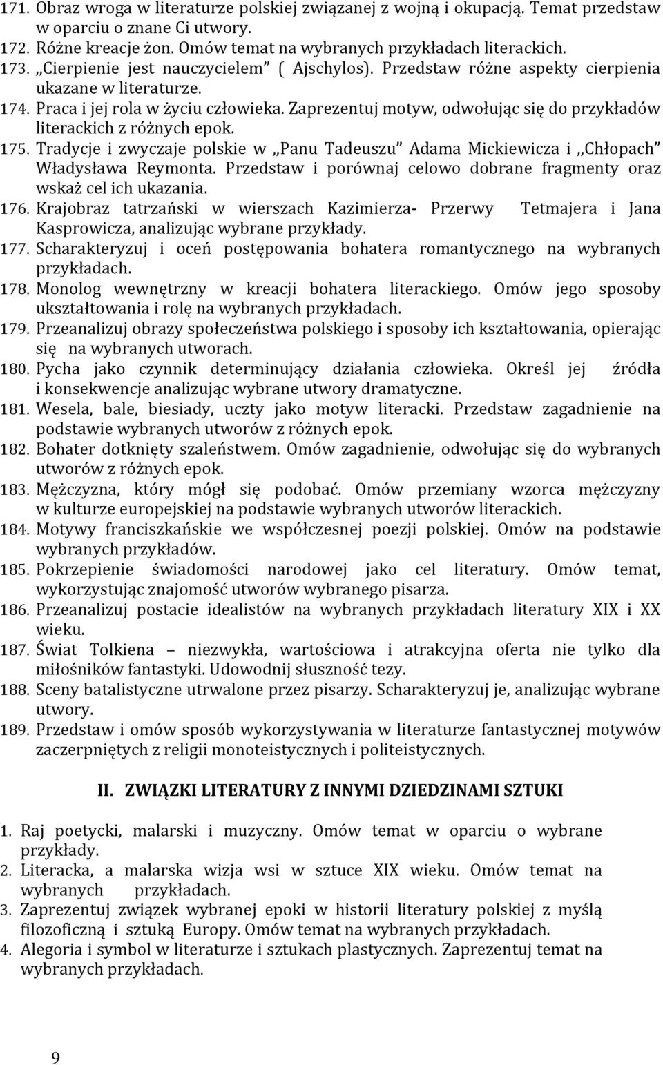 Zaprezentuj motyw, odwołując się do przykładów literackich z różnych epok. 175. Tradycje i zwyczaje polskie w,,panu Tadeuszu Adama Mickiewicza i,,chłopach Władysława Reymonta.